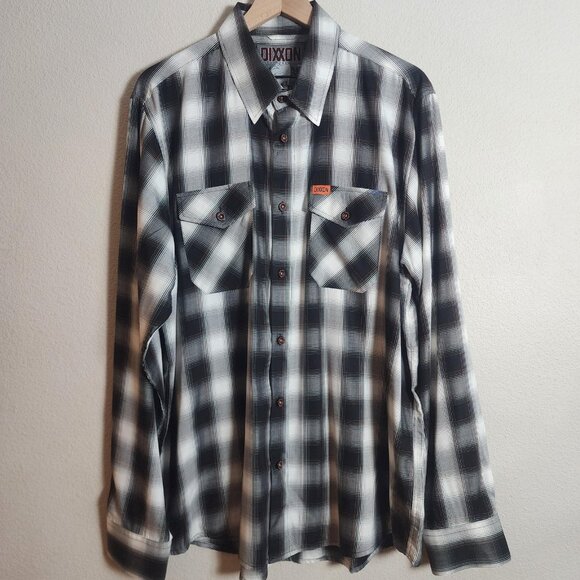 Dixxon Flannel Shirt Mens Extra Large Black Gray Plaid Ross Alley Button Up